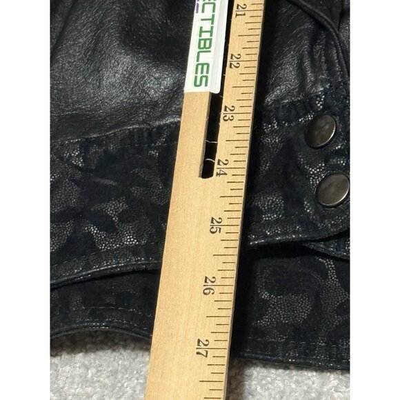 Vintage Winlit Western Lace Pattern Leather Jacket Women's Size Medium Black - Picture 8 of 16